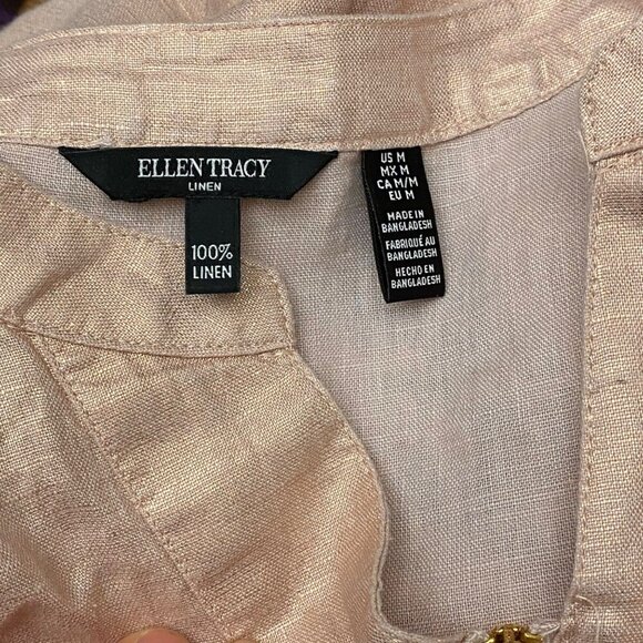 Ellen Tracy Linen Tunic Top in Blush Size Medium - Picture 8 of 8